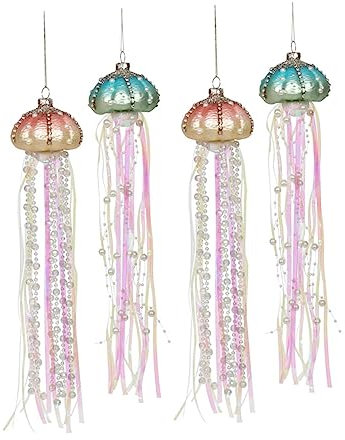 OFFSCH 4stücke Glas Quallen Ornamente Für Weihnachtsbaum Bead Design Hängende Dekorationen Für Haus Büro Und Feste Für Weihnachtsfeiern Und Feiertagsgeschenke