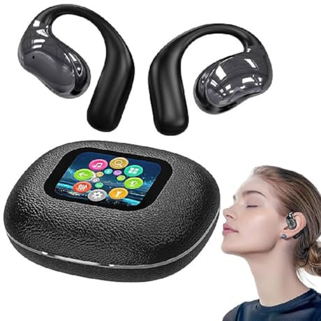 Ai Translating Ear Buds,AI übersetzer Kopfhörer,Echtzeit Übersetzer Bluetooth-Ohrhörer,Sprachübersetzer ohrhörer Kabellos Übersetzungsgerät,144 Sprachen Hängendes Ohr Translation Earbuds (Schwarz)