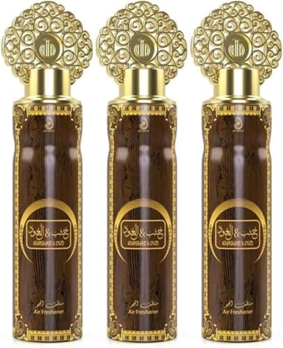 Arabiyat Khashab & Oud Brown Air Freshener, 300ml, Pack of 3 Made in UAE