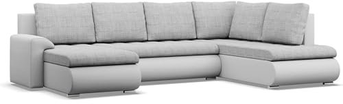 Mebligo - Ecksofa mit Schlaffunktion und 3 Bettkasten FORESTA 300x89x200 (BxHxT) Grau + Grau - Ottomane Rechts Eckcouch, Couch U Form, Sofa Wohnzimmer, Sofas & Couches, Eckschlafsofa