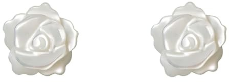 Hmzidz Weiße Rosen Ohrringe aus Muschel,Klein Blumen Ohrstecker Silber 925 Damen mit Geschenkbox,Hypoallergene Modeschmuck für Frauen Mädchen Freundin
