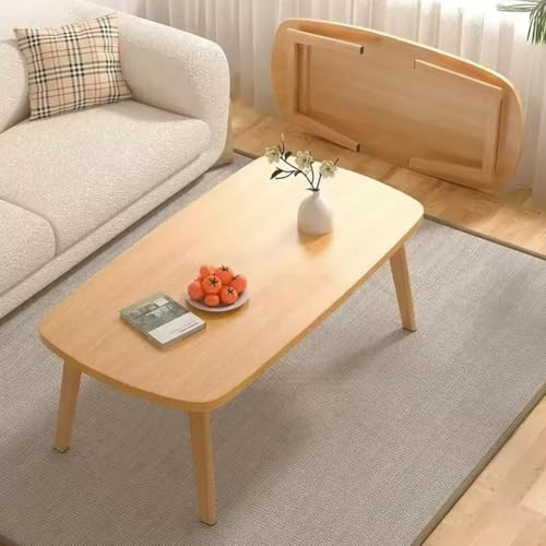 Klappbarer Couchtisch, 80 x 50 x 44 cm Gartentisch Tisch-Bein-Schnallendesign, Balkontisch Keine Montage erforderlich, Beistelltisch aus Holz, Picnic Table Klappbar, Niedriger Tisch für Kleiner Raum-H