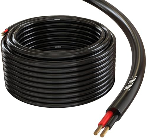 Lumonic Câble de haut-parleur 10m Noir | 2x 0,75mm² CCA | Câble pour enceintes hi-fi | Câble rond audio | Professionnel AP Installation- Audio- Câble rond