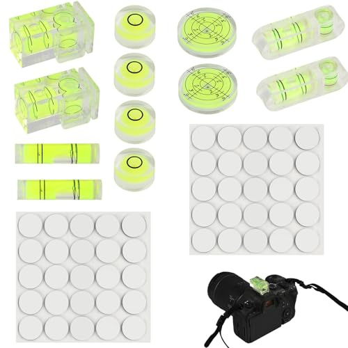 Mini Niveau à Bulle, Kit Universel 13 Pièces, Niveau à Bulle Compact, Petit Niveau à Bulle pour Camping, Bricolage, Photographie, Installation Électrique, Niveau pour Camping Car
