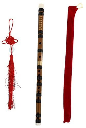 MUELODSIC Flöte aus Hochwertigem Bitterem Holz Professionelle Chinesische Dizi für Anfänger und Traditionelles Musikinstrument mit Chinesischem Knoten für Musikunterricht und Geschenke