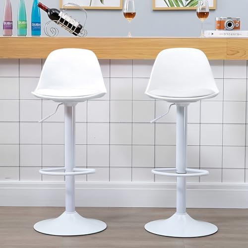 XUEGW Modernes Barhocker-Set à 2 Stück, höhenverstellbare Drehbarhocker mit Rückenlehne und Fußstütze, Barhocker für Kücheninseln und Homebars