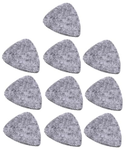 Mikinona 10 Stück Filz Plektren 3mm aus Wolle für Ukulele und Gitarre Flexibles Gitarrenzubehör für Nylonsaiten Graue Ukulelen und Bass Plektren