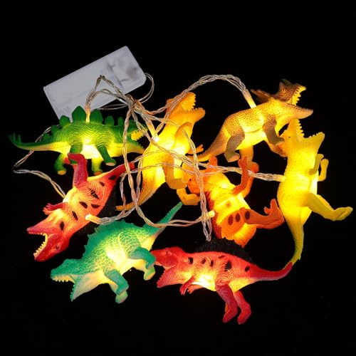 JECOMPRIS LED Dinosaurier Lichterkette Batteriebetrieben 15m mit 8 Warmweißen Dinosaurier Lichtern Kinderzimmer Party Dekoration
