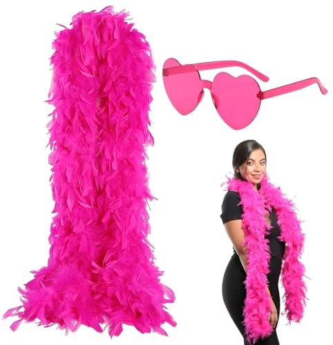 IWIDYA Rosarot Federboa, 2 m Länge, 40 g Gewicht, Truthahn-Boa-Federn für Partys | Perfekt für Partys, Hochzeiten und Karneval, Konzerte und Haustierspiele, vielseitige Dekoration für Zuhause (B)