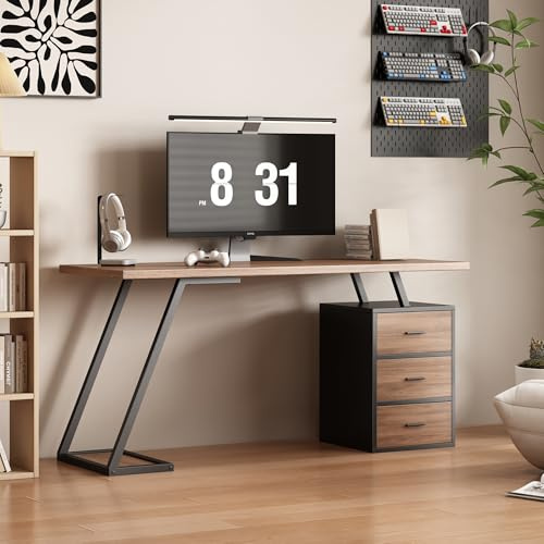 BXEYXE Bürotisch Arbeitstisch Ablage Basteltisch Industrial Schreibtisch 138.5cm mit 3 Schubladen