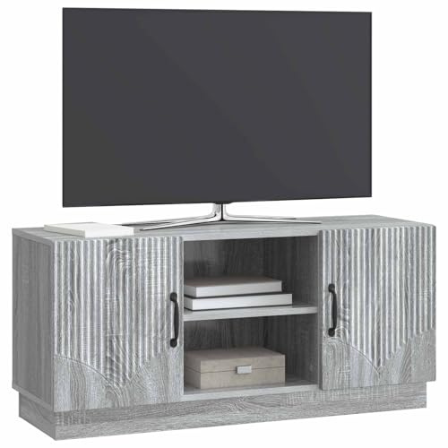 vidaXL TV-Schränk Graues Sonoma 102 x 34,5 x 47 cm Holzwerkstoff, Wohnzimmer, Rechteckige Möbel, Moderner Medienstand, Viel Stauraum, Verstellbare TV-Konsole, Wohnkultur