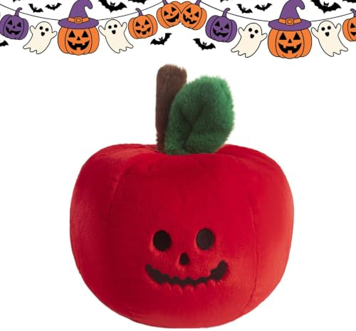 champracer Grusel Apfel Plüschtier mit lustigem Gesicht, weiches Kuscheltier für Halloween & Weihnachten, als Deko, Schlüsselanhänger oder Geschenk (10cm)