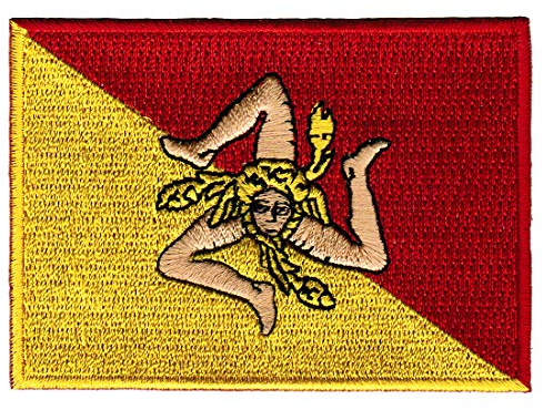 Toppa ricamata con bandiera della Sicilia, italiana, termoadesiva, emblema nazionale