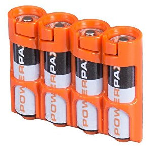 Storacell Powerpax AA Battery Caddy, Orange, 4-Pack