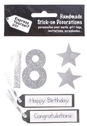 Express Yourself DIY, self Adhesive, Silver 18, Topper - Ideal for Card Making, Scrapbooking, Papercrafts, Childrens Crafts etc