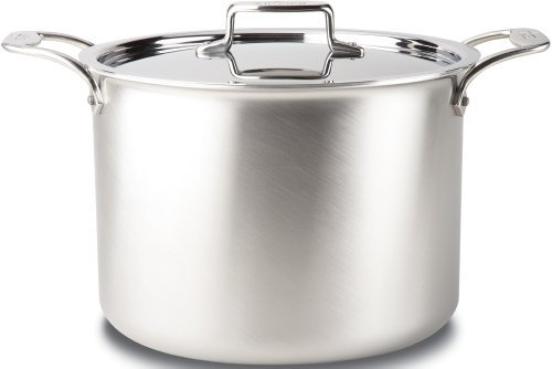 All-Clad BD55512 D5 Brushed 18/10 Stainless Steel 5-Ply Bonded Dishwasher Safe Stock Pot with Lid Cookware, 12-Quart, Silver