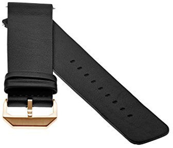 slow - Schwarzes Lederband mit rose goldenem Verschluss - 20mm Breite