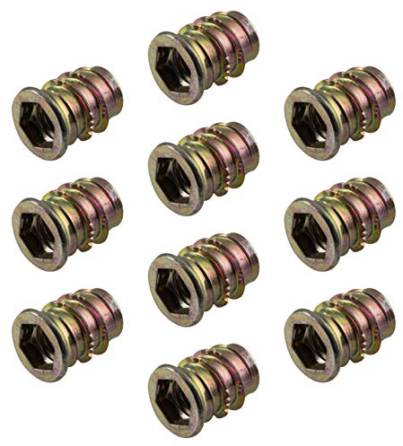 Gedotec Einschraubmuffen | 100 Stück - Metall Eindrehmuffe mit Abdeckrand | M6 x 17 mm | Einschraubmutter Stahl verzinkt | Gewinde-Muffen Schrauben mit Antrieb: Innensechskant | Gewinde-Einsatz Holz