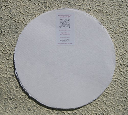 handgeschöpftes Büttenpapier Aquarellpapier rund 30cm 10 Bogen/Set extrastark 300g/m² naturweiß BaumwollLinters