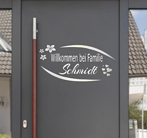 tjapalo® a-pk82 Wandtatoo Türaufkleber mit Name Türschild mit Name Hauseingang Willkommen bei Familie mit Familienname (B50 x H 20 cm (normal))