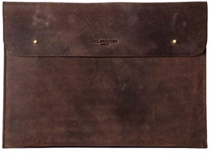 HOLZRICHTER Berlin Laptop 13“ Sleeve - Premium Hülle aus Leder – Ledertasche für Notebook Apple MacBook 13 Air Retina – dunkel-braun