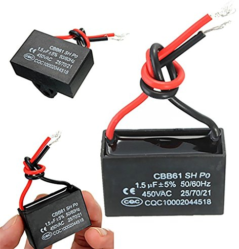 Winwill® 2x 450V 1.5uF CBB61 Terminal Deckenventilator Motor Laufen Rechteck Kondensator