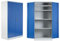 Schrank & Stuhl 2 Werkstattschränke XXL Schwerlastschränke 195 x 92 x 60 cm (HxBxT) GRAU/BLAU - KOMPLETT MONTIERT
