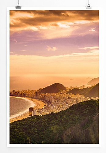 Eau Zone Home Bild - Landschaft Natur – Copacabana Strand bei Sonnenaufgang Brasilien- Poster Fotodruck in höchster Qualität
