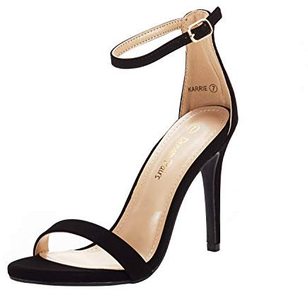 DREAM PAIRS Women's Stiletto Ankle Strap High Heels Sandals Party Shoes KARRIE,Size 6,Black/nubuck,KARRIE