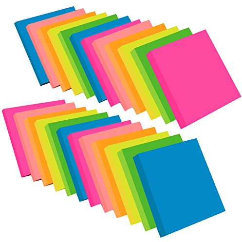 ZCZN Haftnotizen 24 Blöcke 76 x 76 mm Klebezettel, 100 Blatt/Block, Sticky Notes in 6 Neonfarben