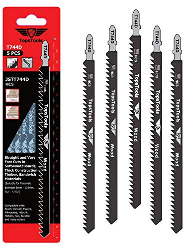 5 x TopsTools JSTT744D T744D 180mm di lunghezza tagli puliti e veloci lame per seghetto alternativo per legno compatibili con Bosch Dewalt Makita Milwaukee e molti altri