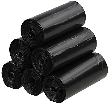 Qshape 150 Counts Kitchen Black Bin Liners Bags, 40 L Bin Bag, 6 Rolls