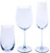 EME Juego de Copas de Cristal en Color Azul compuesto por 6 copas de cava, 6 copas de vino y 6 vasos. El pack incluye 18 unidades. El color forma parte del material.