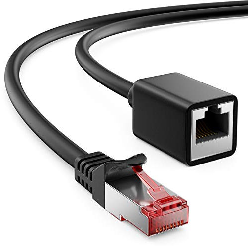 deleyCON 7,5m Cat6 Patchkabel Verlängerung für Ethernet LAN Netzwerkkabel Internetkabel - RJ45 Stecker auf RJ45 Buchse S/FTP PiMF 250 MHz Kupfer - Schwarz
