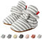 TMEOG Unisex-Baby Neugeborenes Fleece Booties Bio Baumwoll-Futter und rutschfeste Greifer Winterschuhe (6-12 Monate, B_Weiß/Grau)