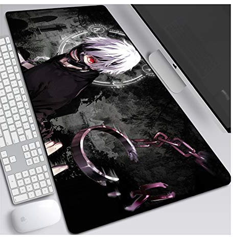 ITBT Mauspad Tokyo Ghoul Anime Mauspad Gemütlich Mousepad 900x400mm Mikrofaser Verbessert Geschwindigkeit und Präzision, rutschfest Gummierte Unterseite Waschbar Verschleißfest,Für Desktop PC, D