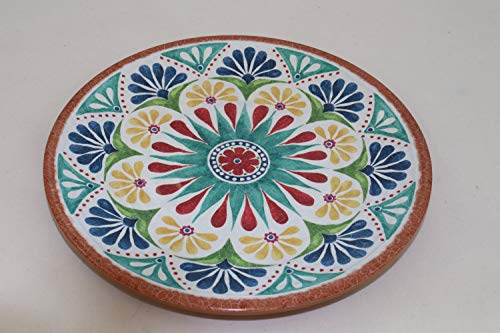 APS 84685 Teller „Arabesque“, Melamin Teller 26,5 cm Durchmesser, Höhe 2 cm, Innen Dekor: Spanisches Design, Außen Dekor: Terrakottaoptik