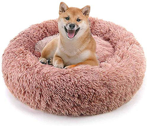 Deluxe Runden Hunde Bett Haustier Nest für Hunde und Katzen, mit Reißverschluss Weiches Donut Hundekissen,Flauschig Hundebett rutschfeste Unterseite