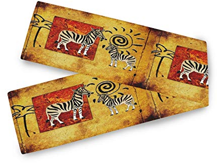 HMZXZ Tischläufer Afrika Retro Zebra Stammes Table Runner Tischdecke Deckel für Hochzeit Party Familie Küche Decor, 13x70 inch