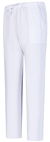 MISEMIYA - Arbeitshosen Unisex ELASTISCHE Taille UNIFORM KLINIK Krankenhaus Reinigung TIERARZT Gesundheit GASTGEWERBE - BZ-6802 - Large, Weiß 68