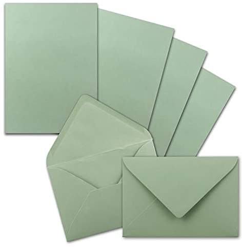 75x Briefpapier-Sets DIN A5 mit C6 Briefumschlägen - Eukalyptus -Nassklebung (Grün) - mattes Schreibpapier mit Kuverts - FarbenFroh by GUSTAV NEUSER