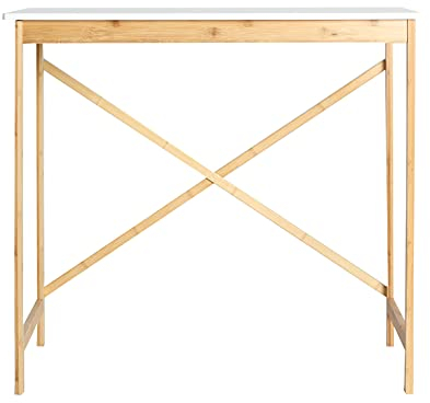 Lastdeco | Mesa Escritorio de Bambú | Mesa Auxiliar Multifuncional para Salon, Dormitorio, Despacho, Oficina | Estilo Nórdico | Blanco | Medidas: 80 x 45 x 72 cm