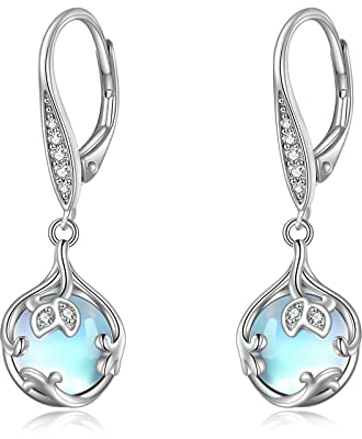 ONEFINITY Filigrane Mondstein Ohrringe 925 Sterling Silber Ohrringe Hängend Mondstein Schmuck Geschenk Für Damen