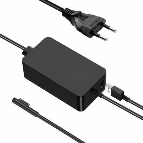 Surface Pro Ladegerät 65w (für 65W, 44W, 36W) Microsoft Surface Netzteil für Surface Laptop Surface Pro 3/4/5/6 mit 6ft Netzkabel mit 5V 1A Smartphone-USB-Ladeanschluss Ladegerät