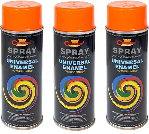 VE-INDUSTRIES Lot de 3 bombes de peinture selon RAL - 400 ml - Vernis coloré pour bois, métal (2004 orange pur)