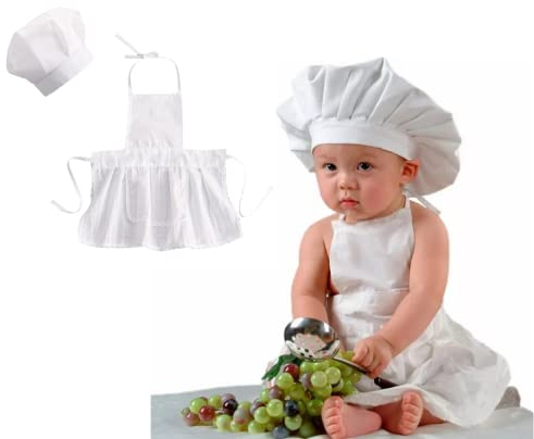 Baby Koch Kostüm Set,Neugeborene Baby Koch Kostüm Fotografie Fotos Requisiten Outfits Hut + Schürze,Baby Geburtstag Fotografie Prop
