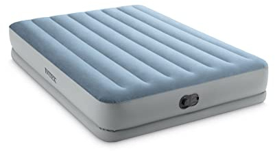 Intex 64159E Dura-Beam Plus Mid-Rise Air Mattress: Fiber-Tech - Queen Size - Built-in USB Electric Pump - 14in Bed Height - 600lb Weight Capacity