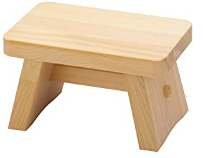 Japaner Badhocker im Onesen -Stil, Natural Hinoki Wood, H16cm, hergestellt in Japan 12401