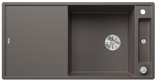 BLANCO AXIA III XL 6 S | Granitspüle aus SILGRANIT vulkangrau | mit | [100x51x20,2 cm] | für 60 cm breite Unterschränke | + Schneidbrett | mit Glasschneidbrett | reversibel