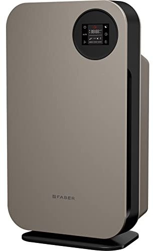 FABER - AirHub Portable, Luftreiniger mit HEPA-Filter und 4x4-Technologie gegen 99,99% Viren und Bakterien + 2 Luftqualität Sensoren - Luftreiniger mit Nachtzyklusfunktion, 32 cm, Titanium